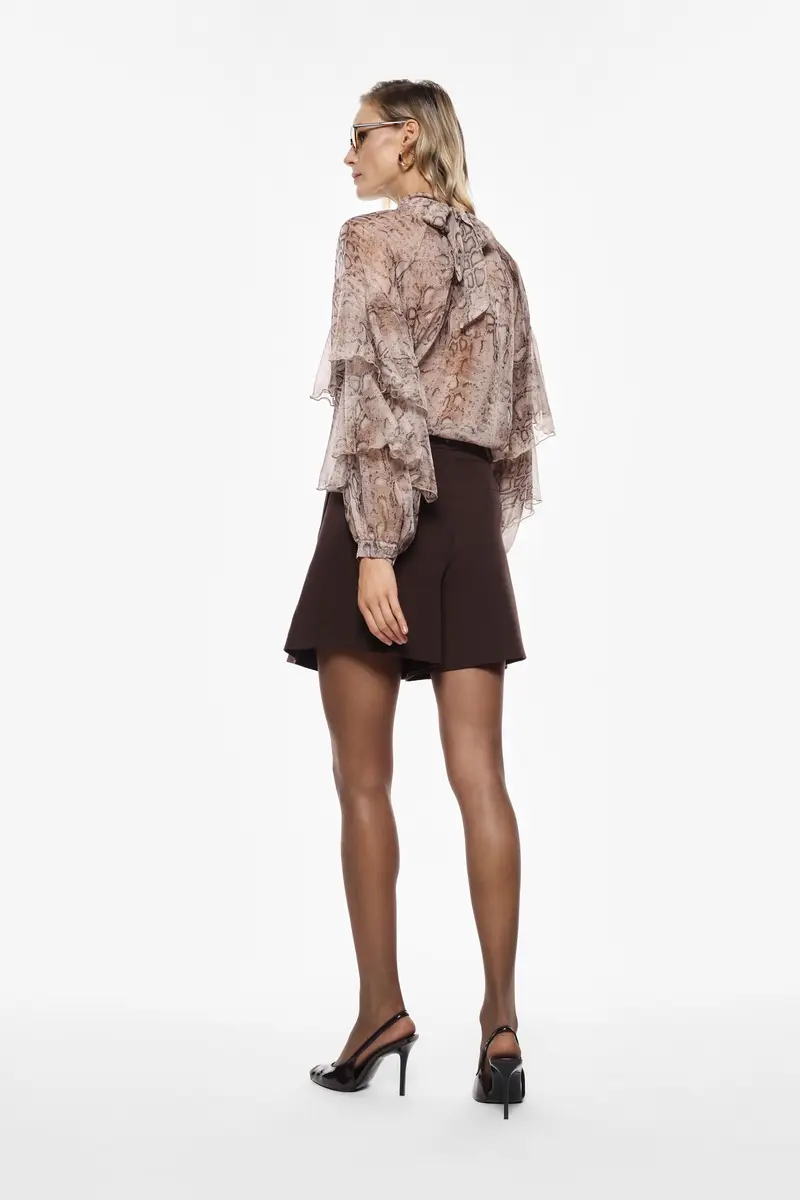 Shorts con pieghe e cintura a passanti Moro miniatura 3