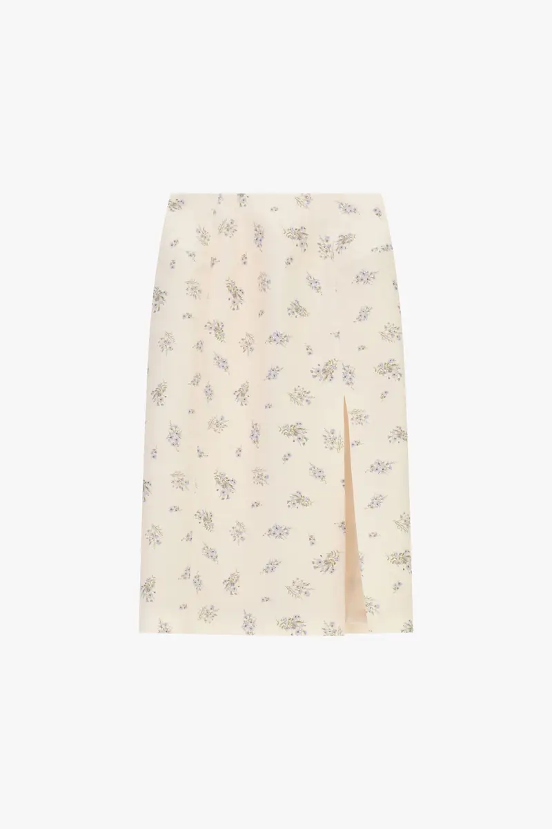 Shorts modello skort a portafoglio con motivo floreale Panna