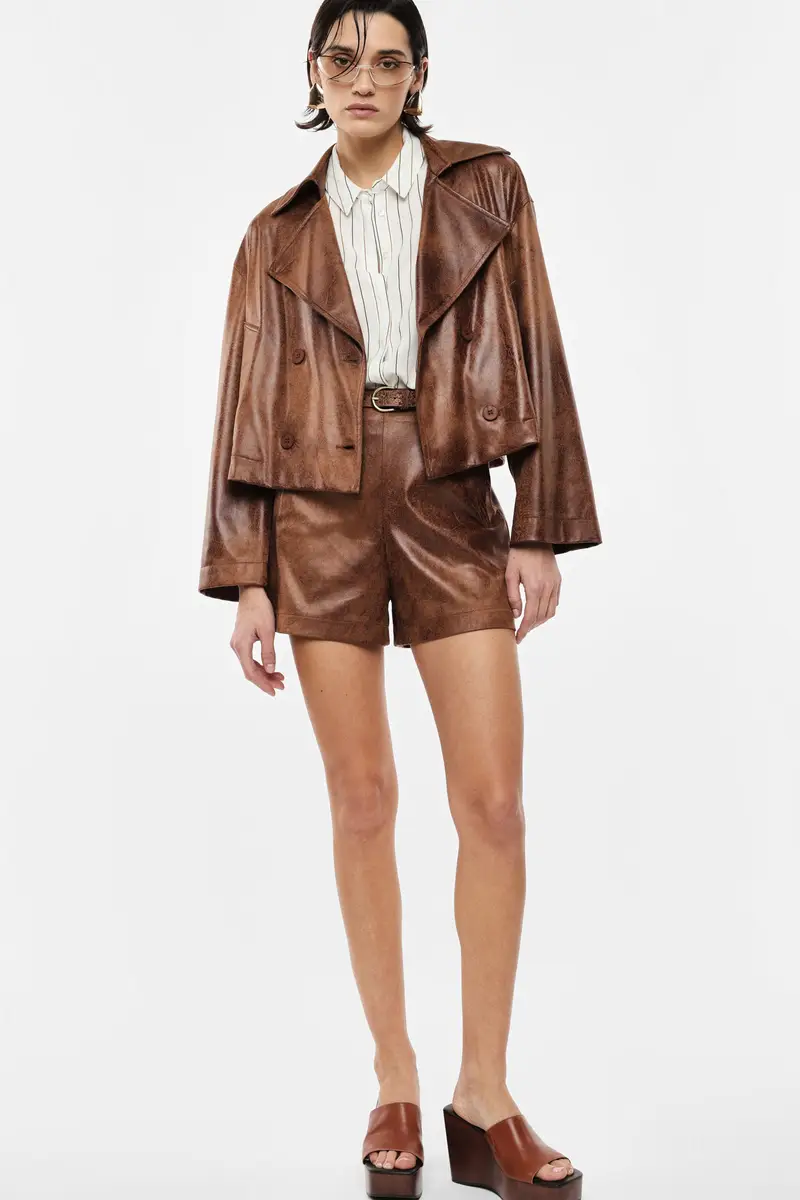 Shorts regular-fit finitura effetto pelle con tasca Moro miniatura 2