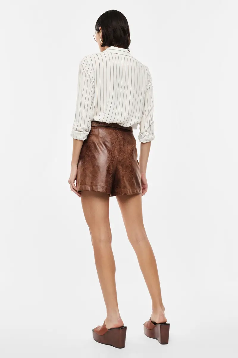 Shorts regular-fit finitura effetto pelle con tasca Moro miniatura 3