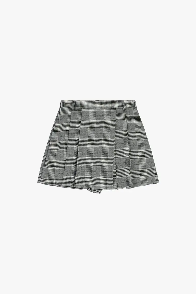 Skorts a pieghe motivo principe di galles Bianco