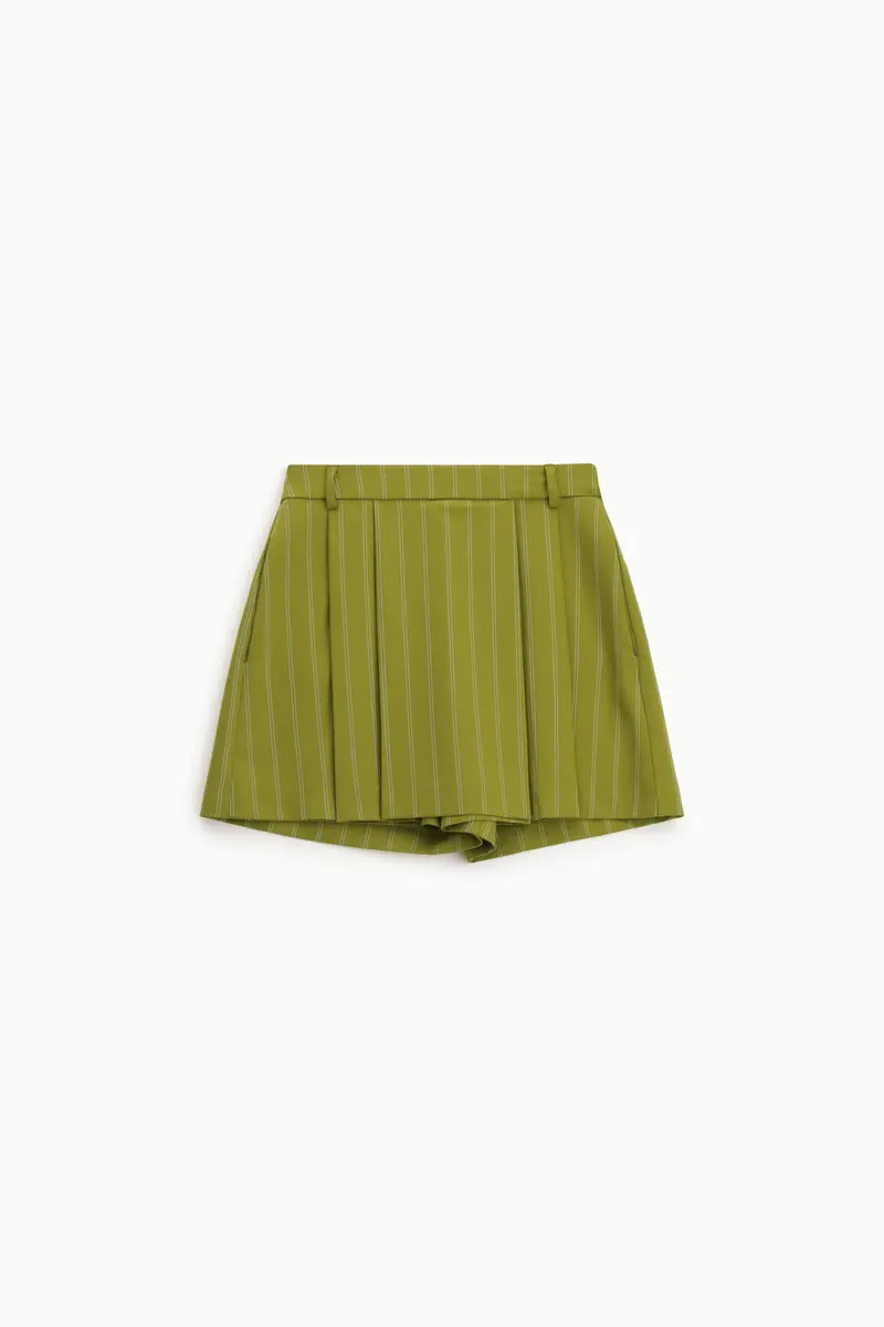 Skorts a righe con pieghe frontali sartoriali Olio
