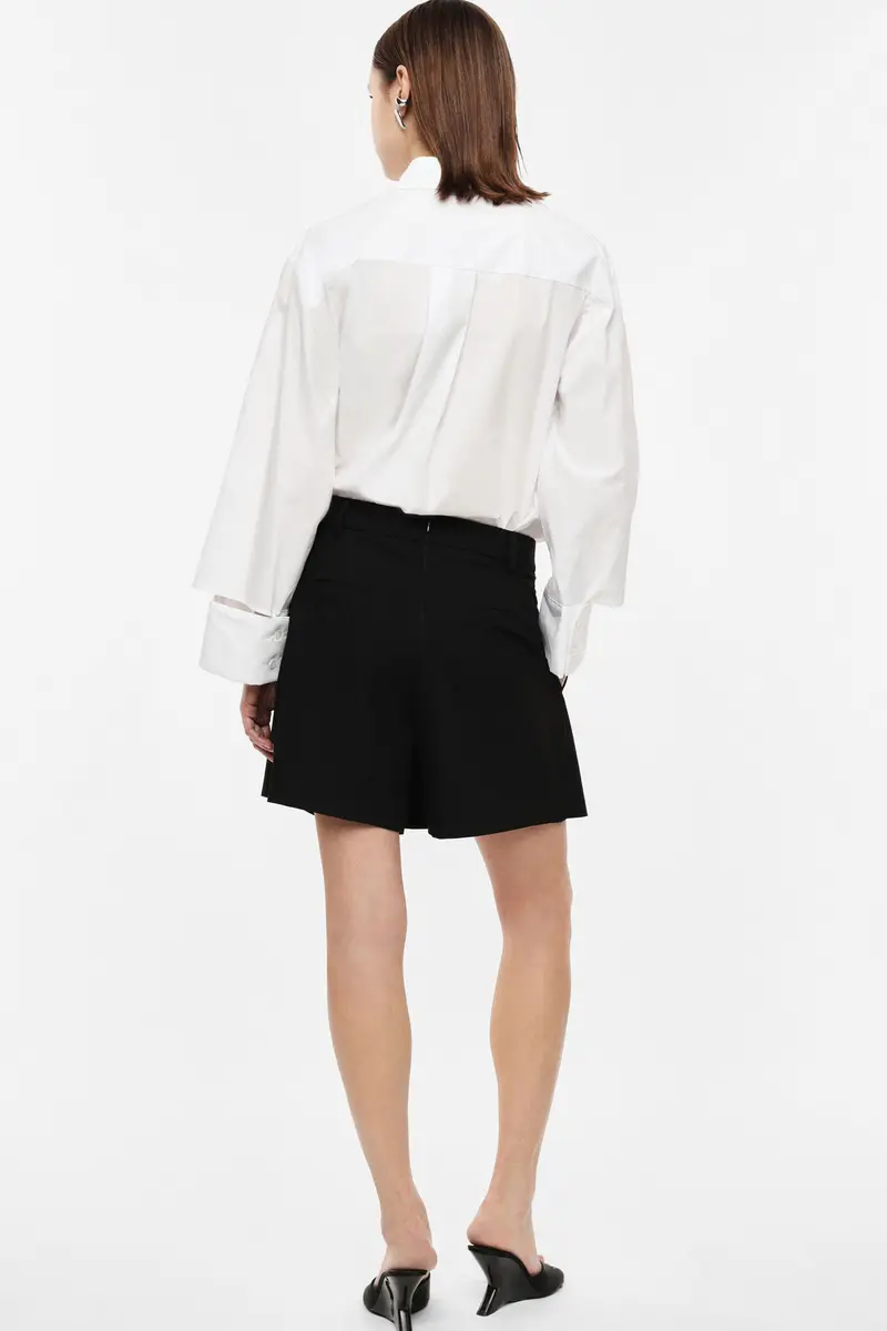 Skorts con pieghe e passanti in vita Nero miniatura 3