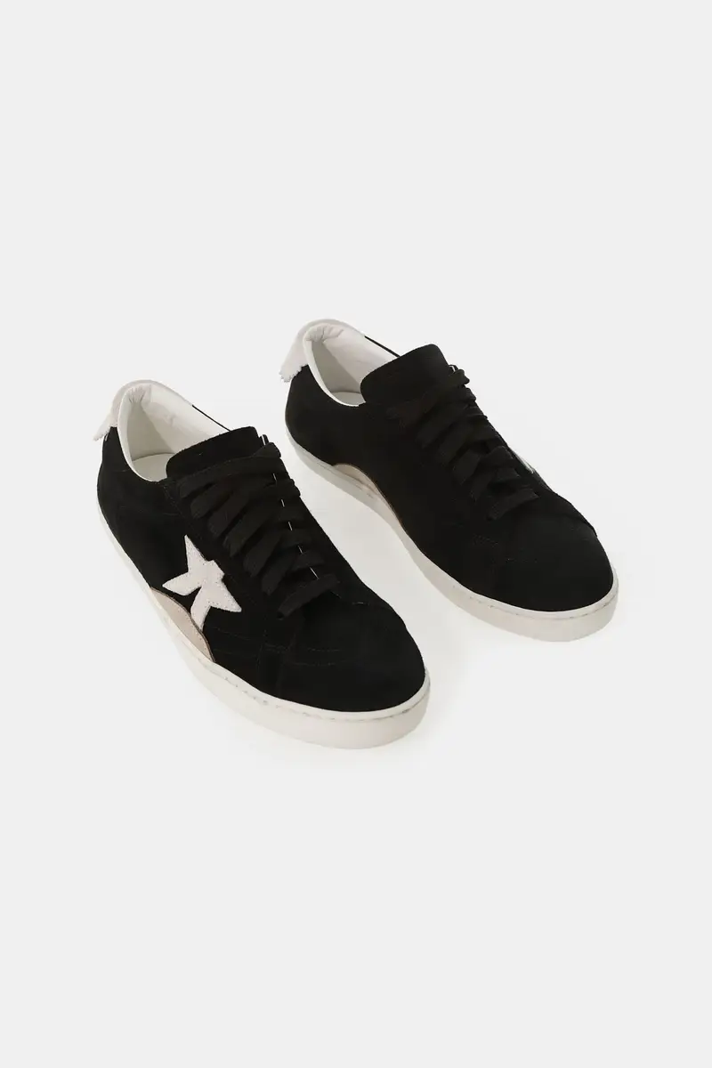 Sneakers con stella laterale e suola piatta Nero miniatura 2