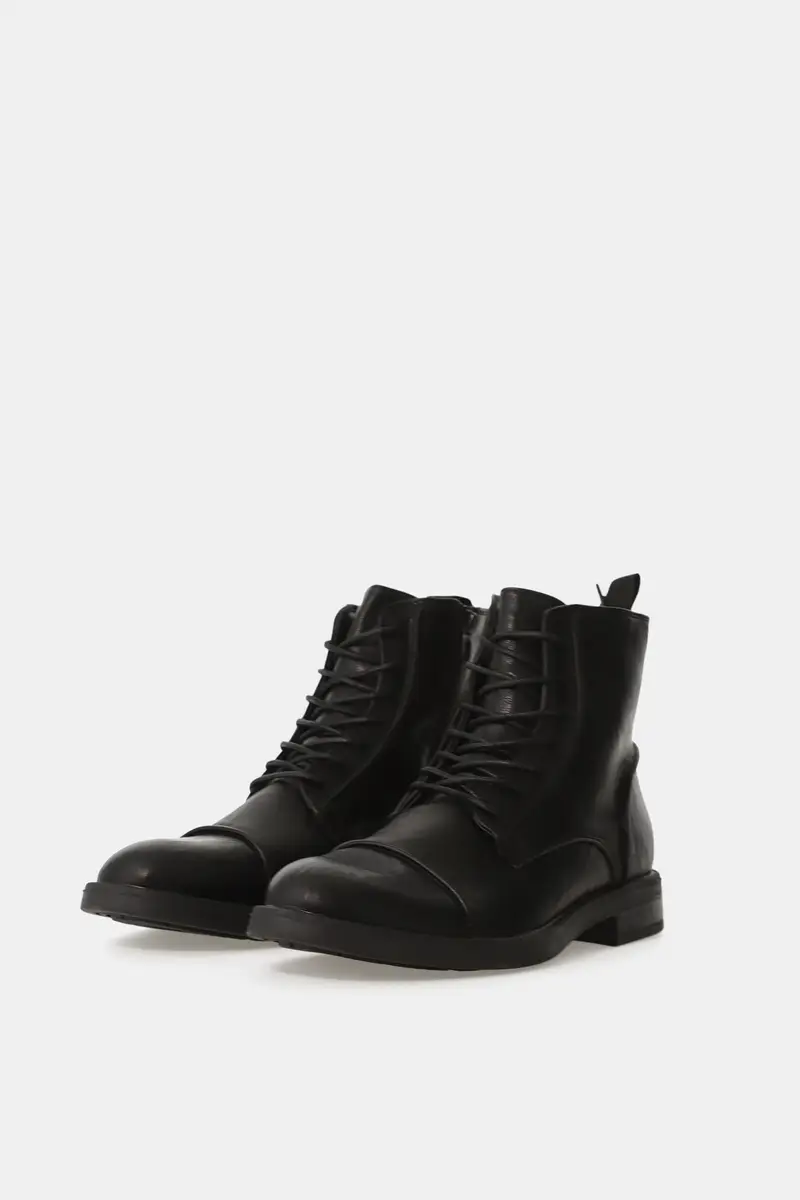 Stivaletti stringati con punta rinforzata Nero miniatura 2