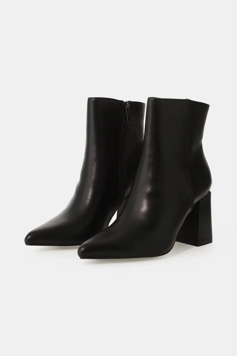 Stivaletti tacco largo punta affusolata dettaglio metallico Nero miniatura 2