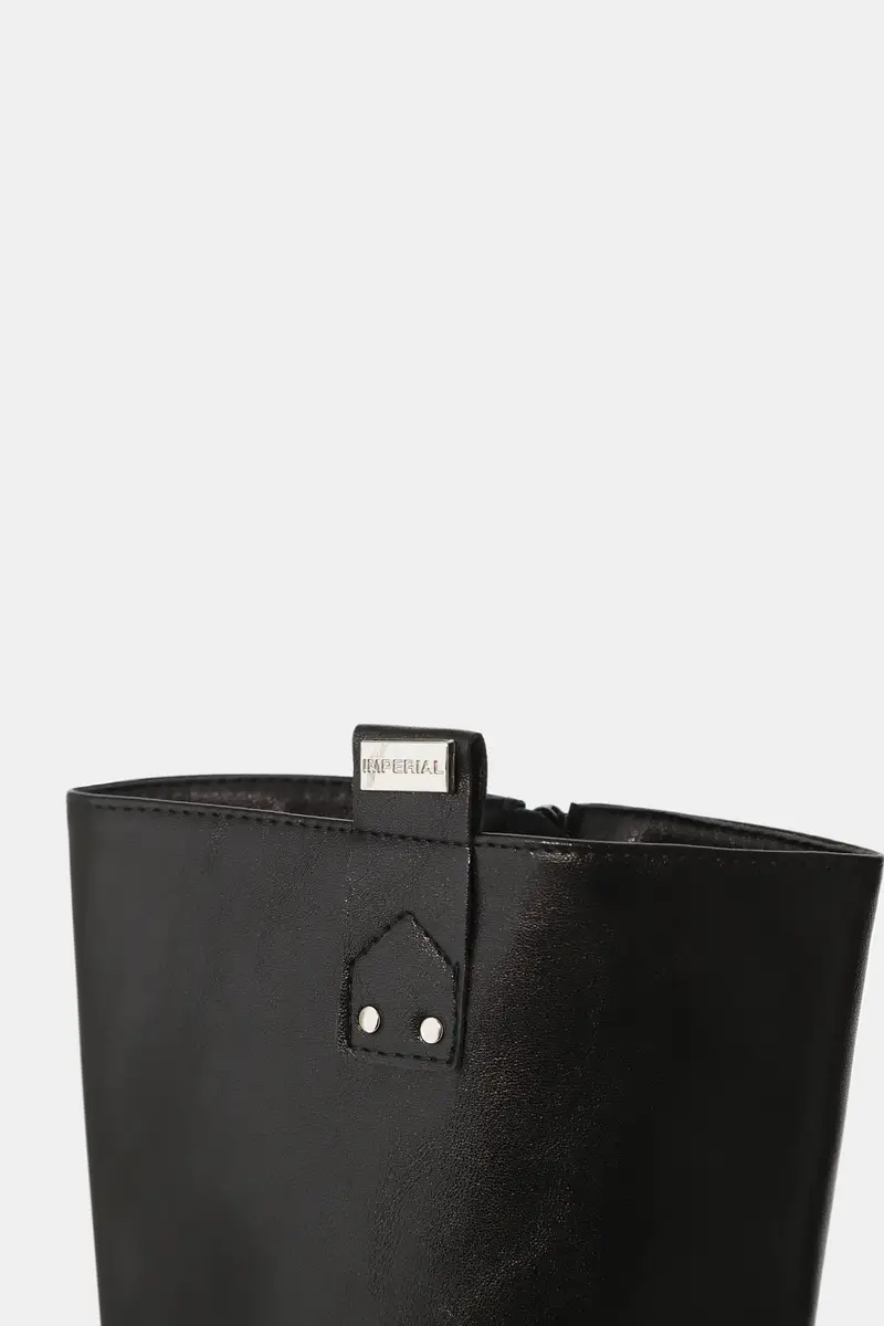 Stivali alti con fibbia decorativa e suola carrarmato Nero miniatura 2