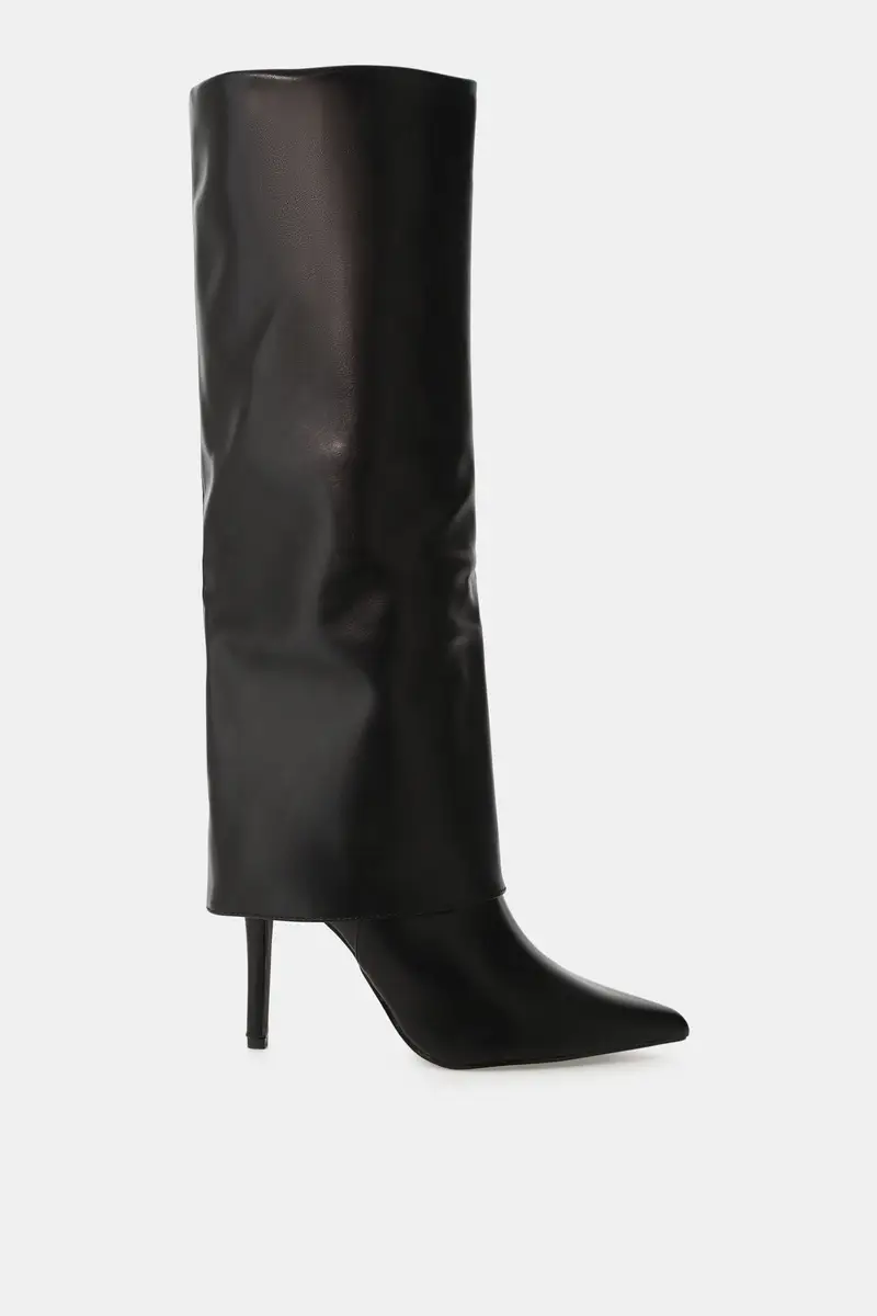 Stivali alti con punta affusolata e tacco sottile Nero