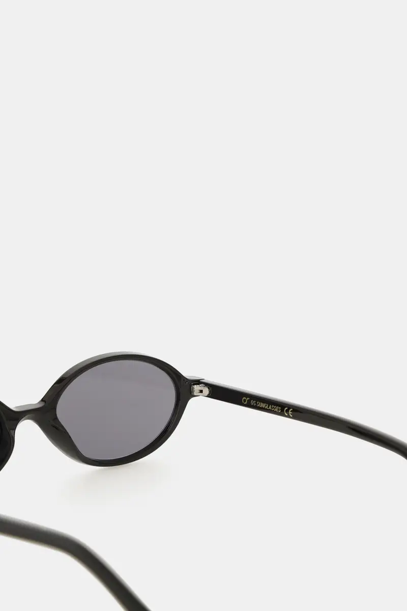 Sunglasses ovali con montatura sottile e lenti colorate Nero miniatura 2