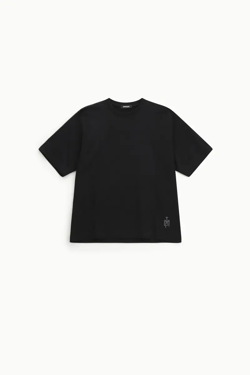 T-shirt a maniche corte colore unico Nero