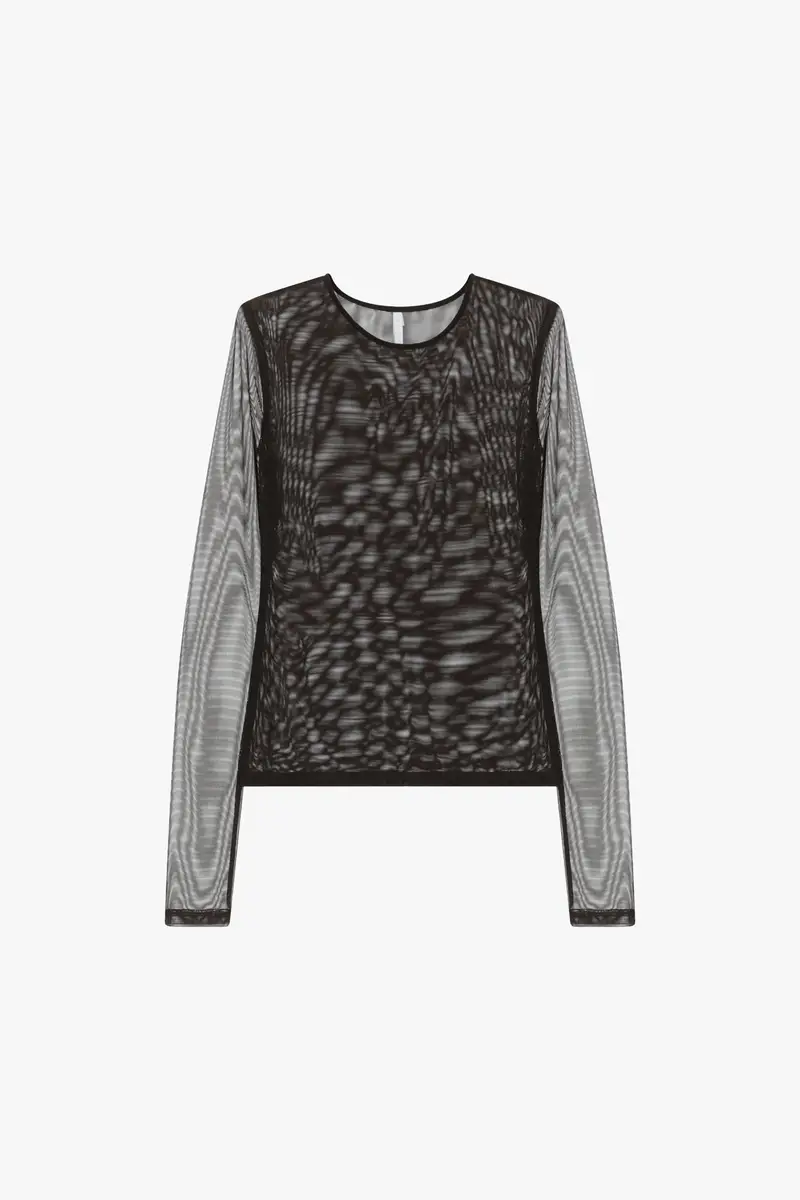 T-shirt a maniche lunghe trasparente girocollo Moro