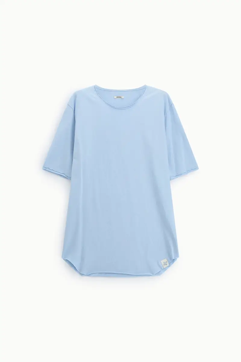 T-shirt girocollo regular fit orlo stondato Azzurro