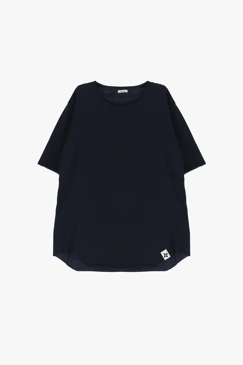 T-shirt girocollo regular fit orlo stondato Navy