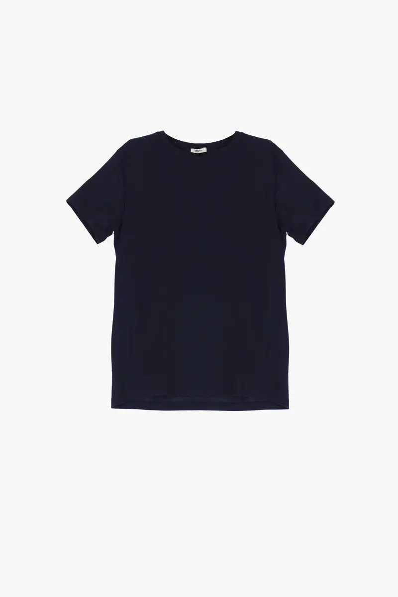 T-shirt girocollo regular fit tinta unita Blu