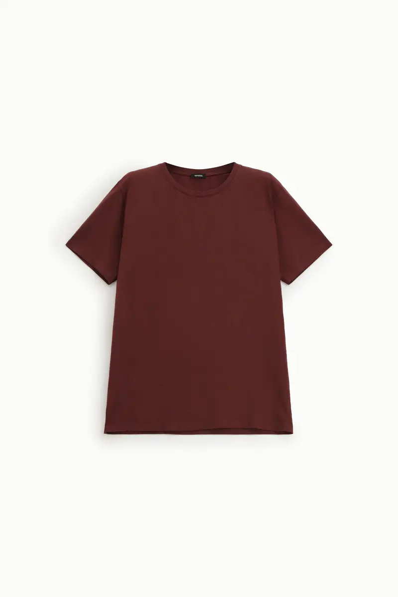 T-shirt girocollo regular fit tinta unita Bordeaux