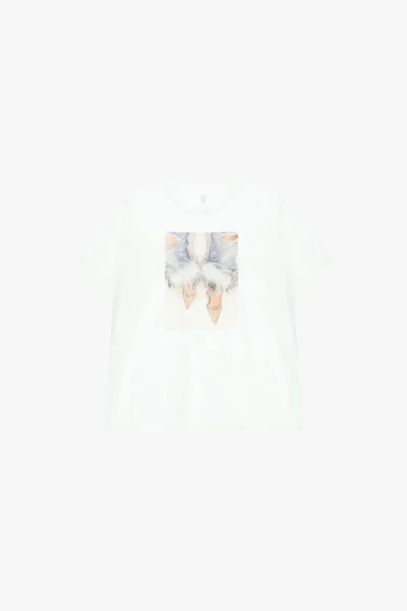 T-shirt oversize stampa centrale maniche corte Bianco