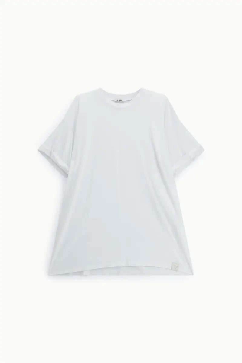 T-shirt regular fit con maniche corte risvoltate Bianco