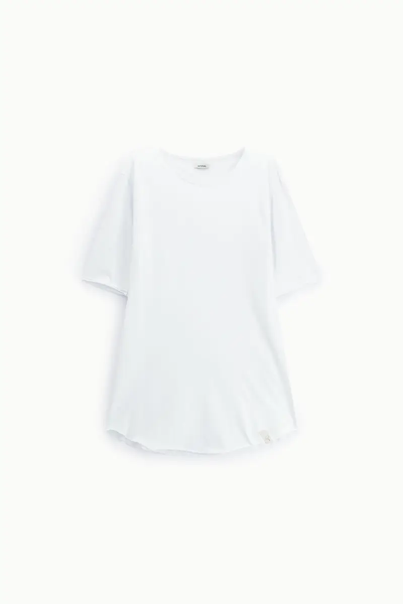 T-shirt regular fit fondo stondato minimal Bianco
