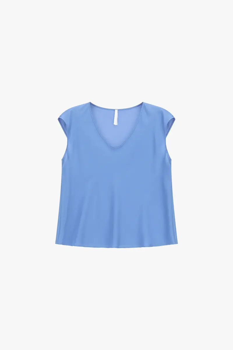 Top ampio scollo a v senza maniche Ceruleo