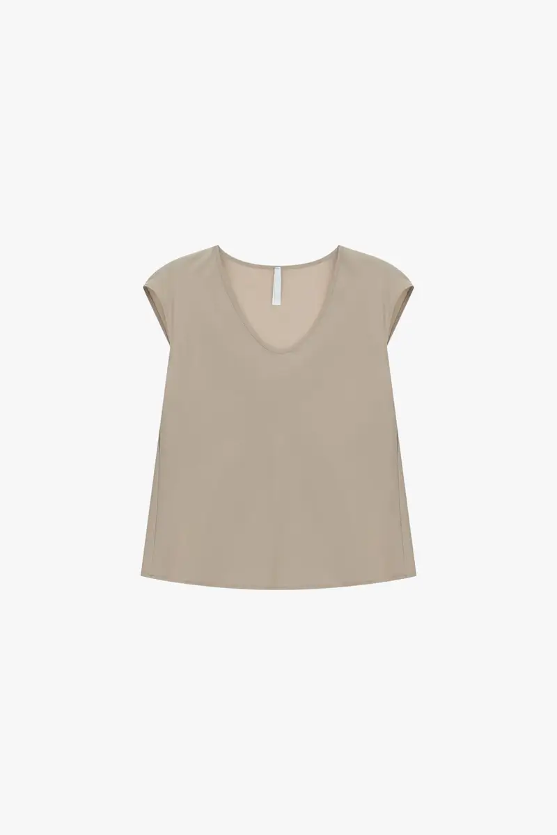 Top ampio scollo a v senza maniche Platino