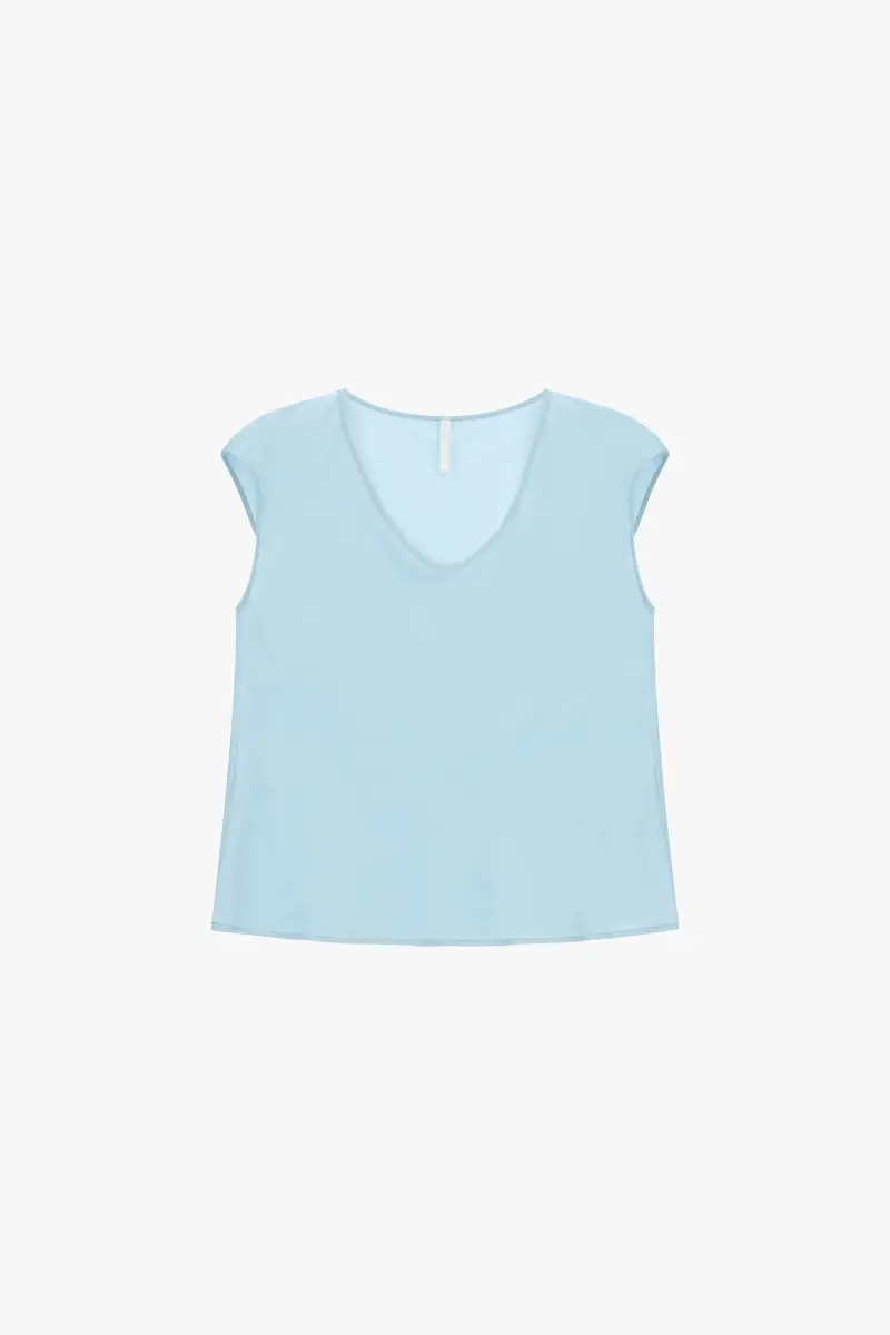 Top ampio scollo a v senza maniche Sky