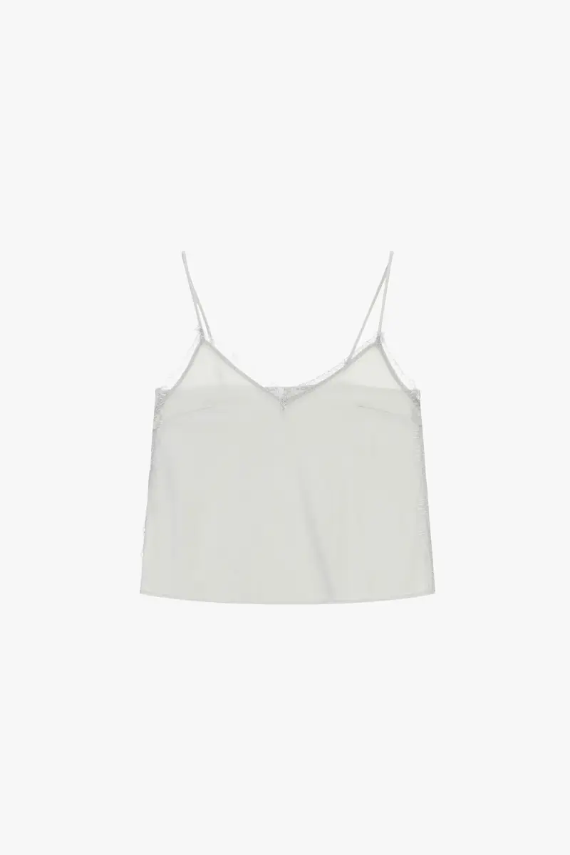 Top con bretelle sottile e inserto in pizzo Perla
