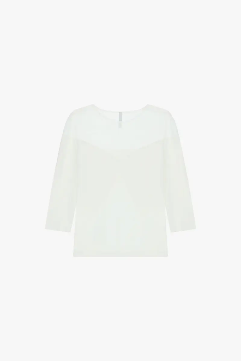 Top con maniche a 3/4 inserti trasparenti Panna