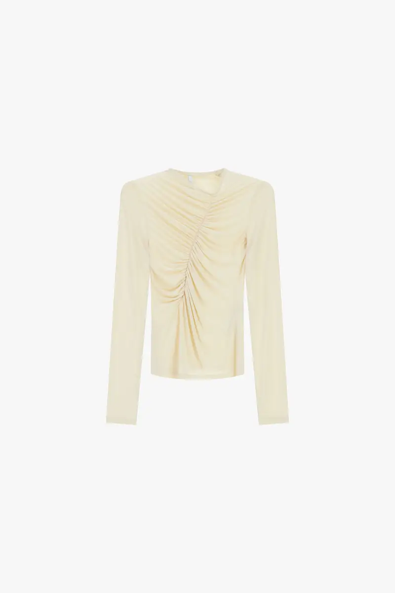 Top drappeggiato maniche lunghe scollo asimmetrico Burro