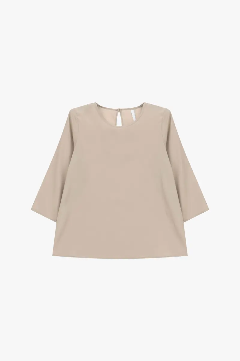 Top regular fit manica tre quarti collo giro Platino