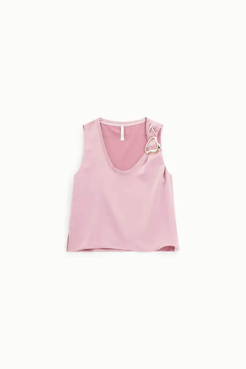 Top senza maniche dettaglio anello laterale Rosa