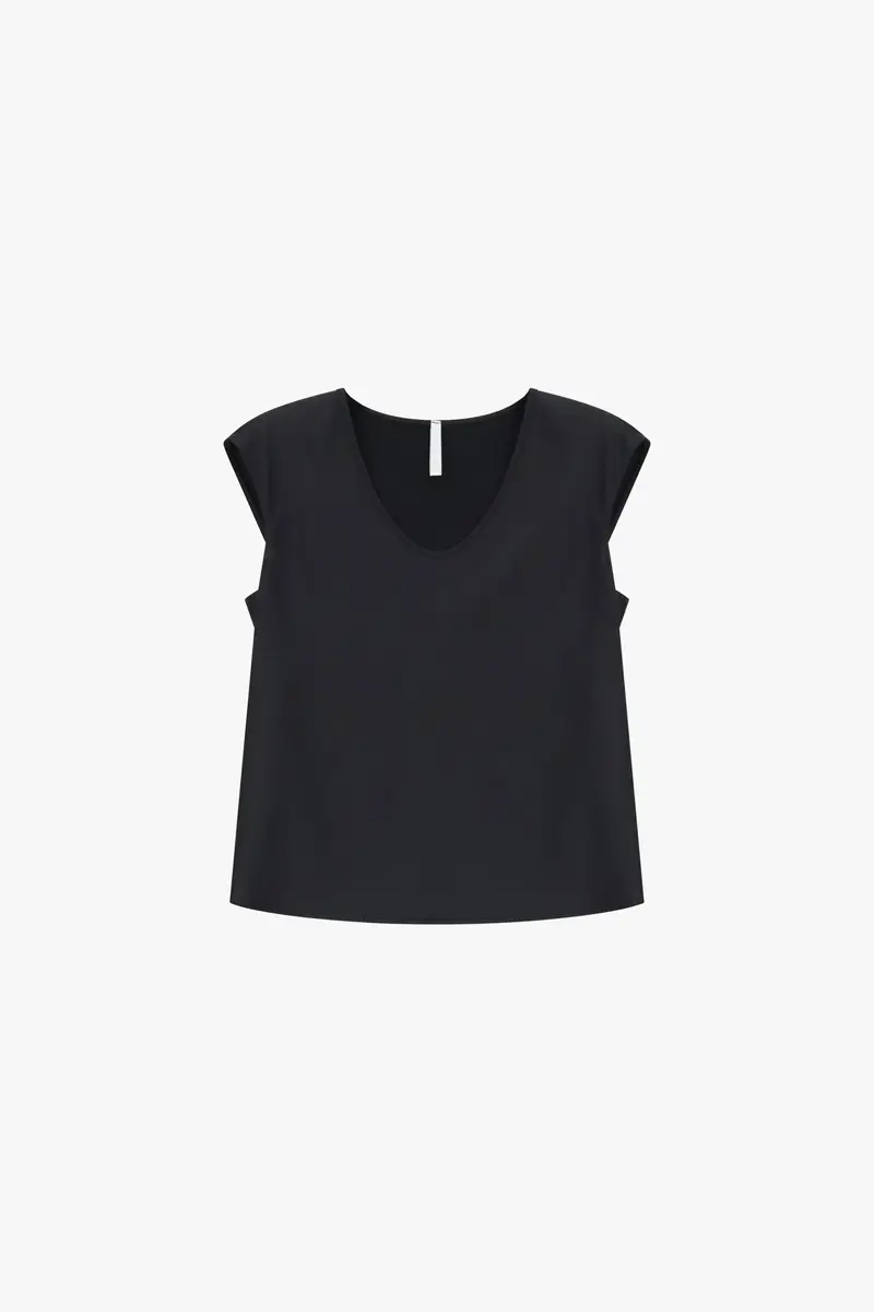 Top senza maniche scollo a v vestibilità fluida Nero