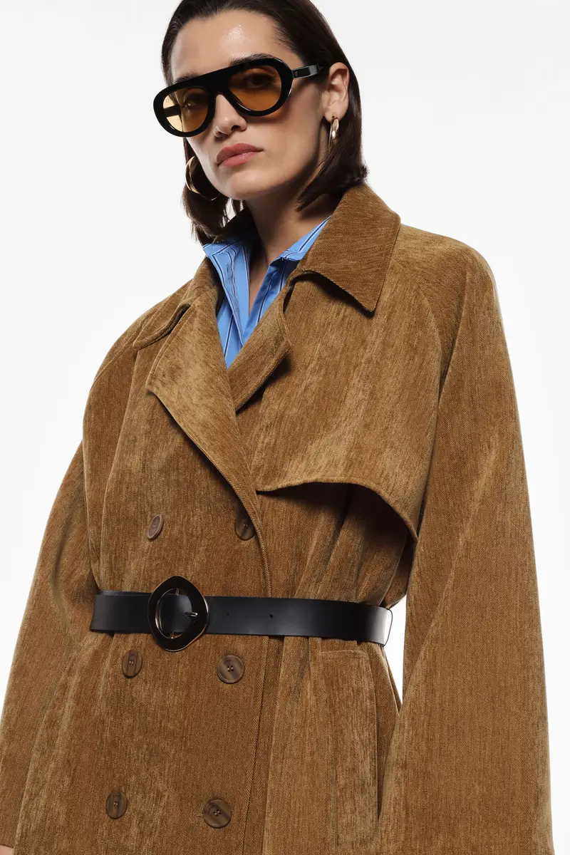 Trench-coat con chiusura doppiopetto Olio miniatura 4