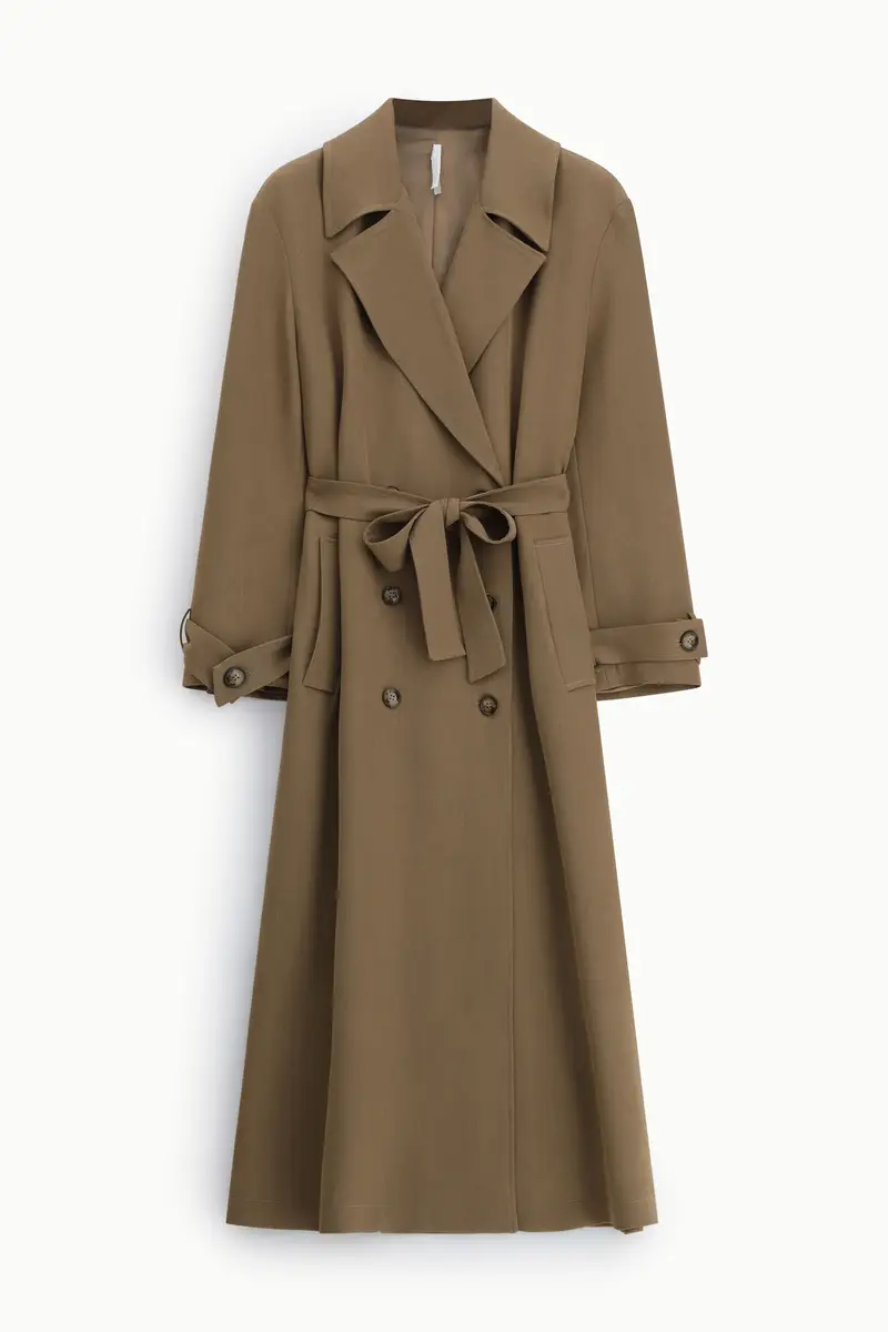 Trench coat lungo doppio petto cintura removibile Army