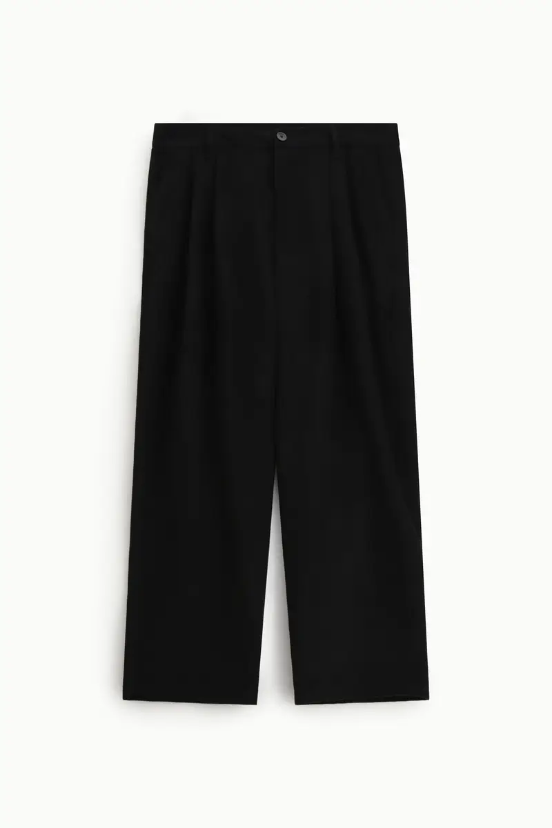 Trousers ampi a vita alta con pinces Nero