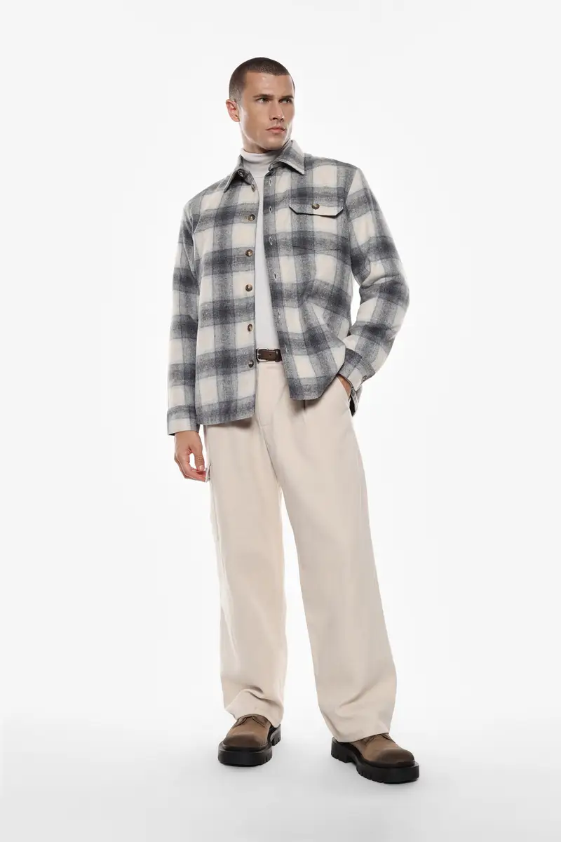 Trousers ampi a vita media Lana miniatura 2