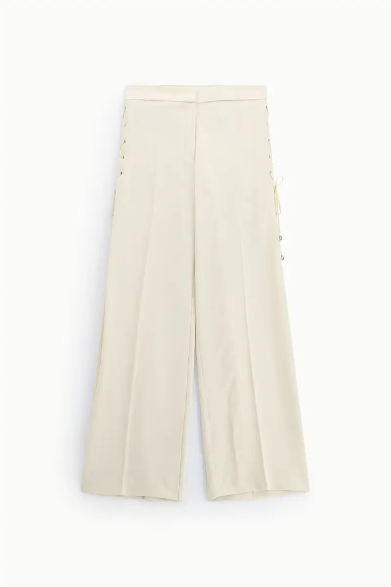 Trousers ampi sartoriali con dettagli laterali Burro