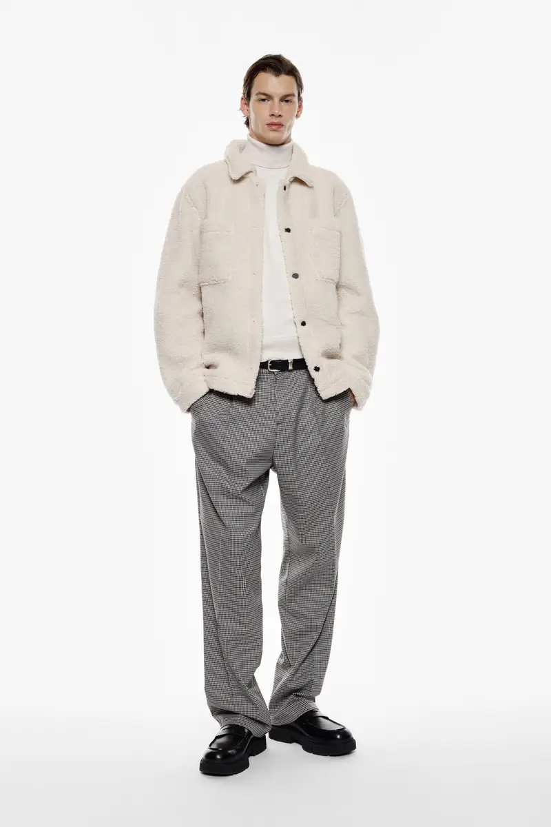 Trousers ampi stampati a quadretti pince Grigio miniatura 2