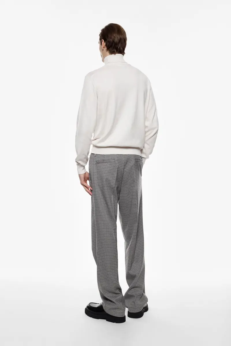 Trousers ampi stampati a quadretti pince Grigio miniatura 3