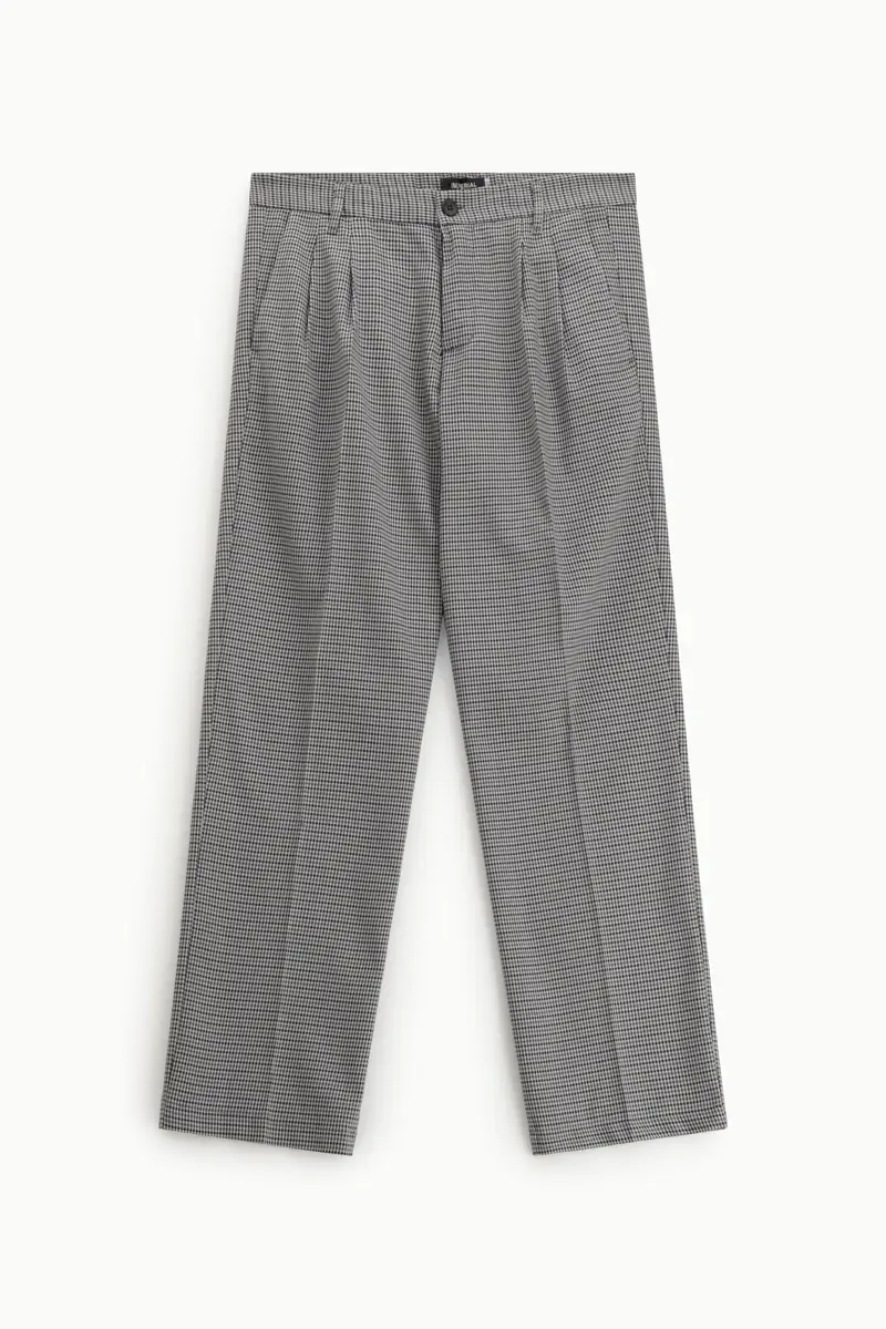 Trousers ampi stampati a quadretti pince Grigio