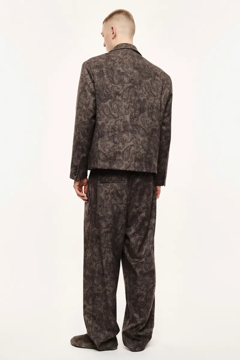 Trousers ampi stampati vita media pinces Moro miniatura 3