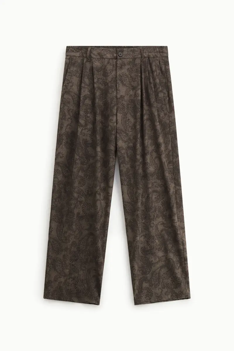 Trousers ampi stampati vita media pinces Moro