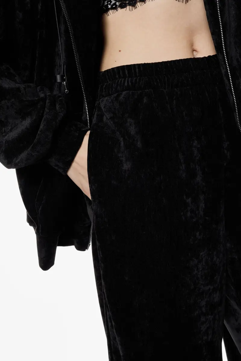 Trousers ampi vita alta con elastico Nero miniatura 3