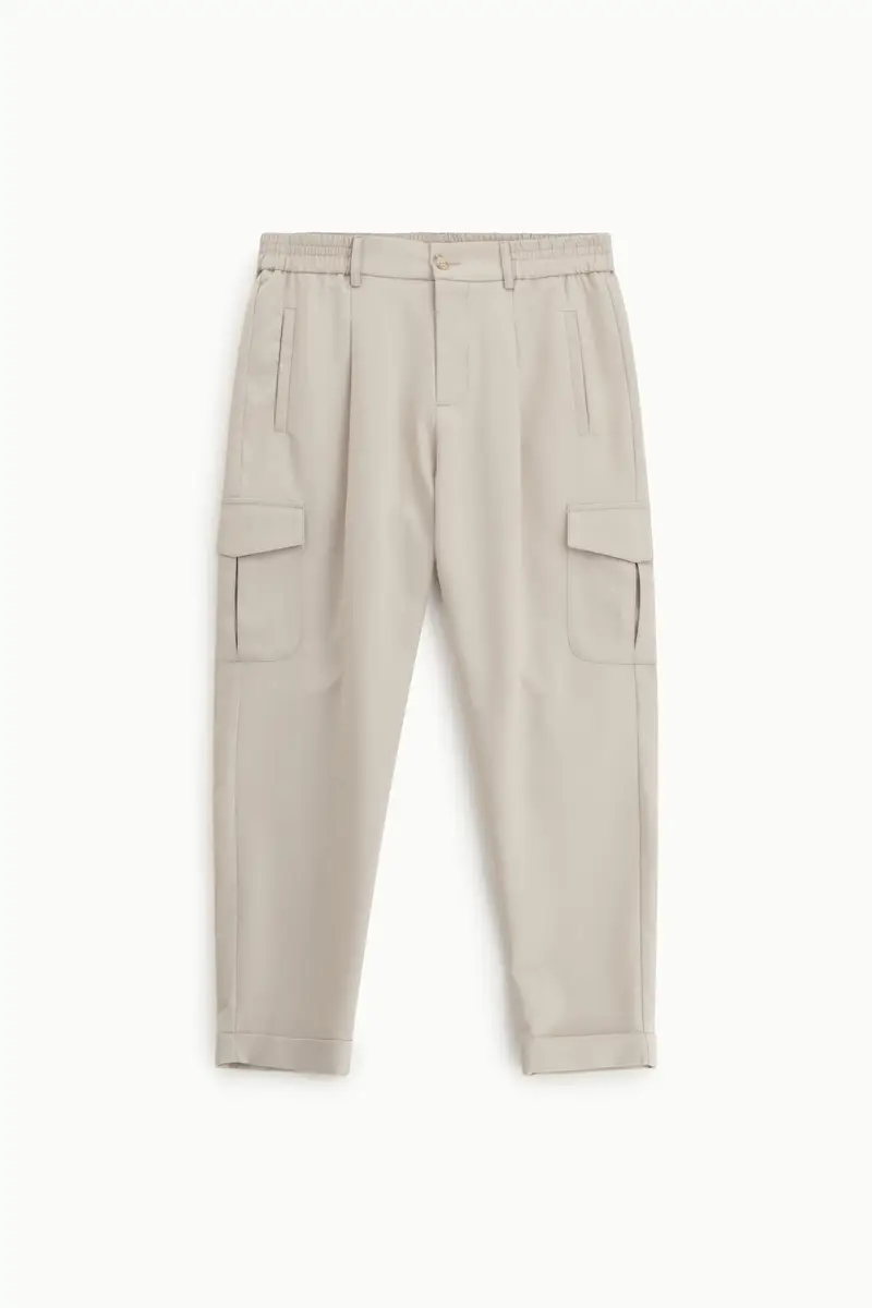 Trousers baggy-fit con tasche cargo laterali Beige