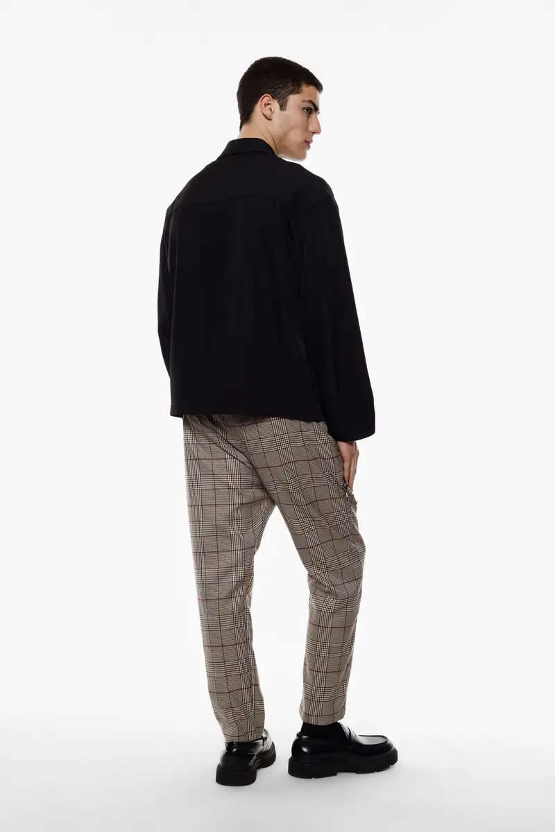 Trousers baggy-fit motivo check con catena Beige miniatura 3