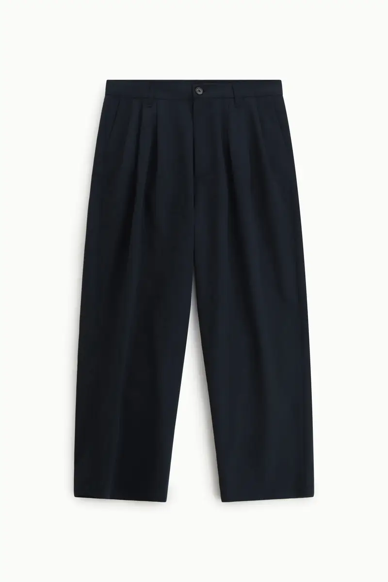 Trousers baggy-fit pince vita alta Navy