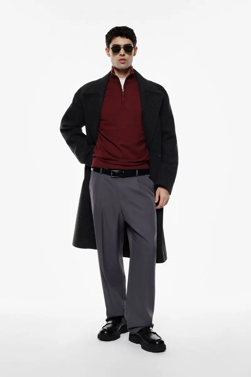 Trousers baggy-fit pince vita media Asfalto