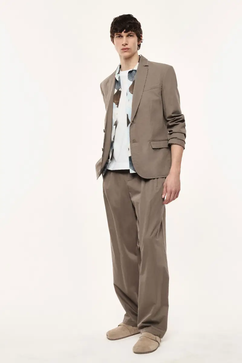 Trousers baggy-fit pince vita media Fango miniatura 2