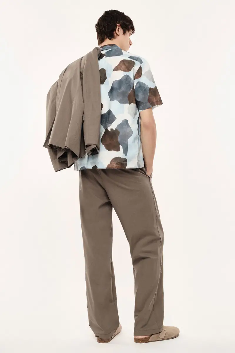 Trousers baggy-fit pince vita media Fango miniatura 3