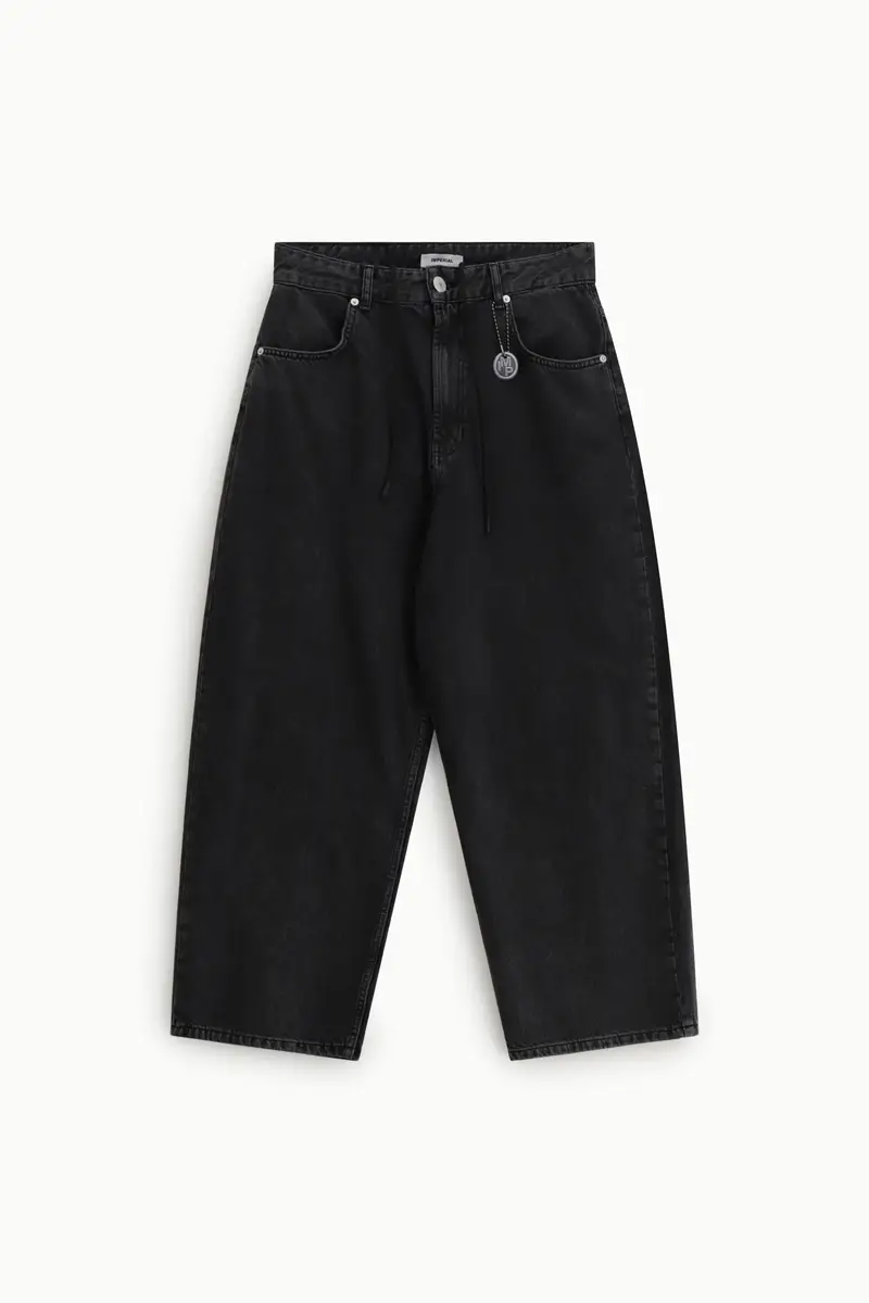 Trousers baggy-fit vita alta five tasche Denim nero