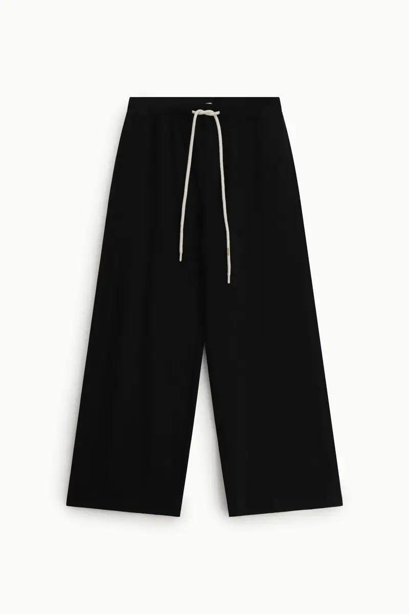 Trousers baggy-fit vita media con coulisse Nero